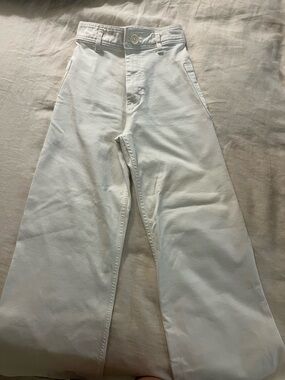 Zara Off-White Wide Leg High-Rise Pants